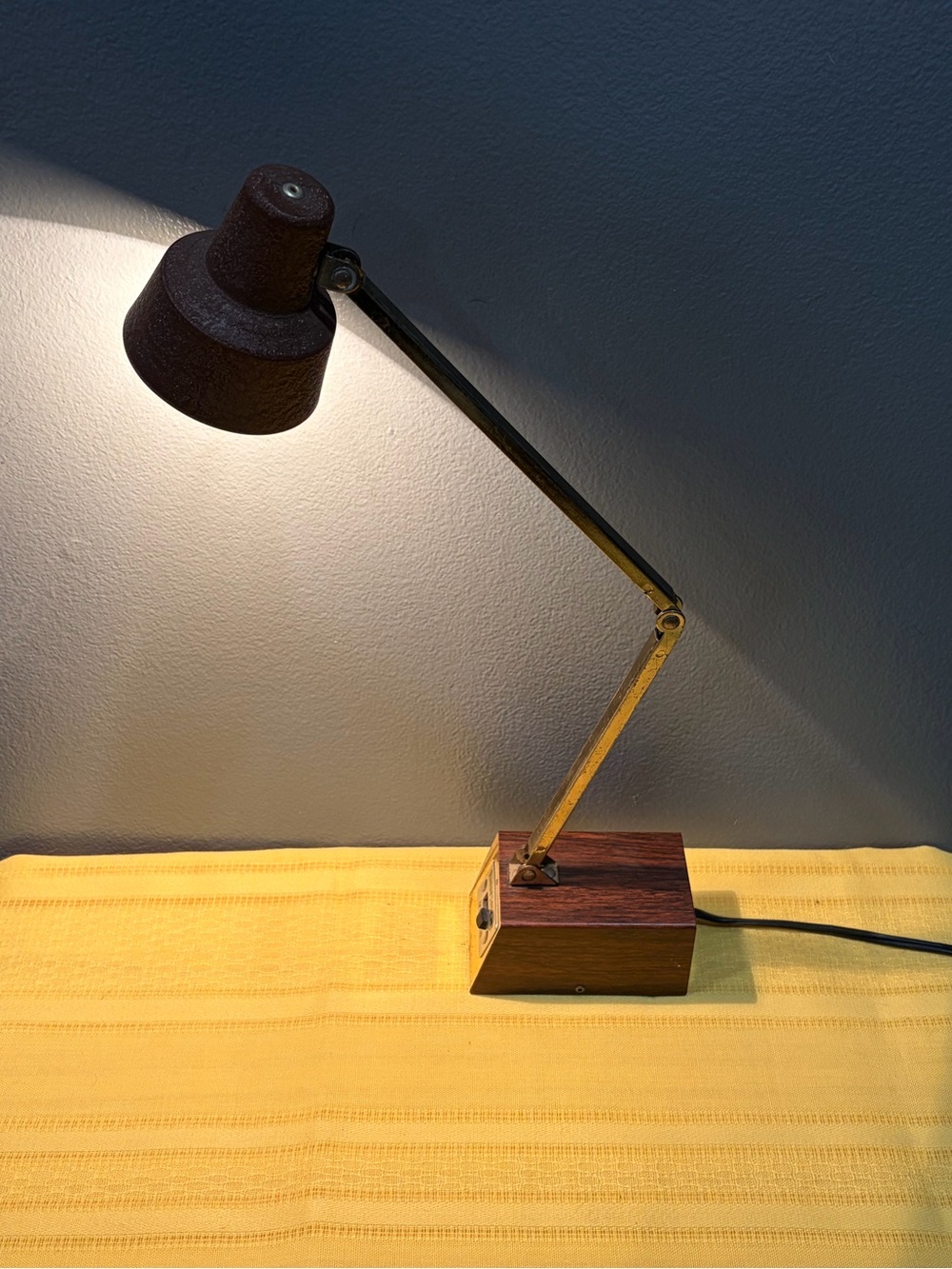 MCM Tensor Model 1500 High Intensity Desk Lamp- Faux Woodgrain & Brass